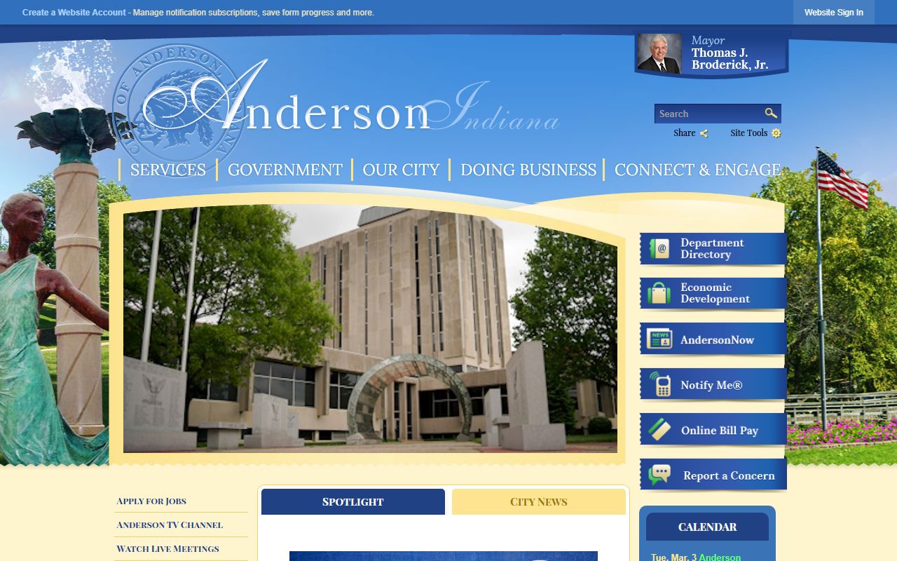 Anderson Indiana city government website for bankruptcy records information