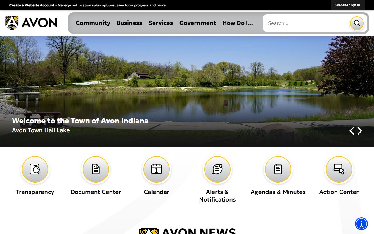 Avon Indiana town government website for bankruptcy records reference