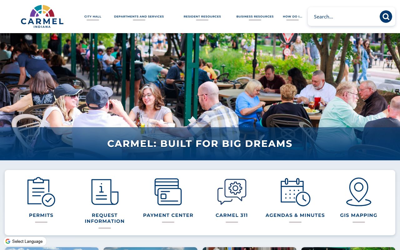 Carmel Indiana city government homepage for bankruptcy records information
