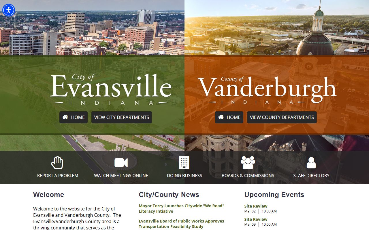 Evansville Indiana city government homepage for bankruptcy records information
