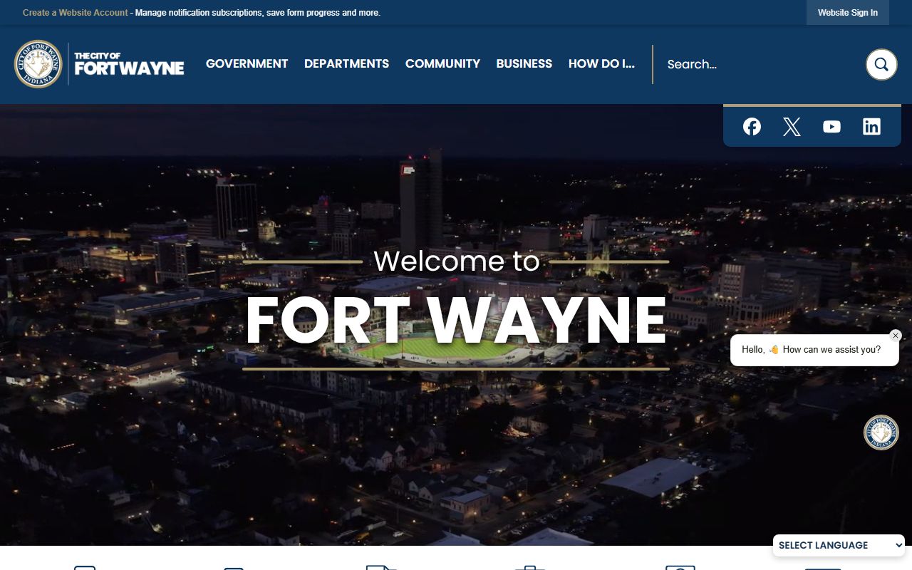 Fort Wayne Indiana city government homepage for bankruptcy records information