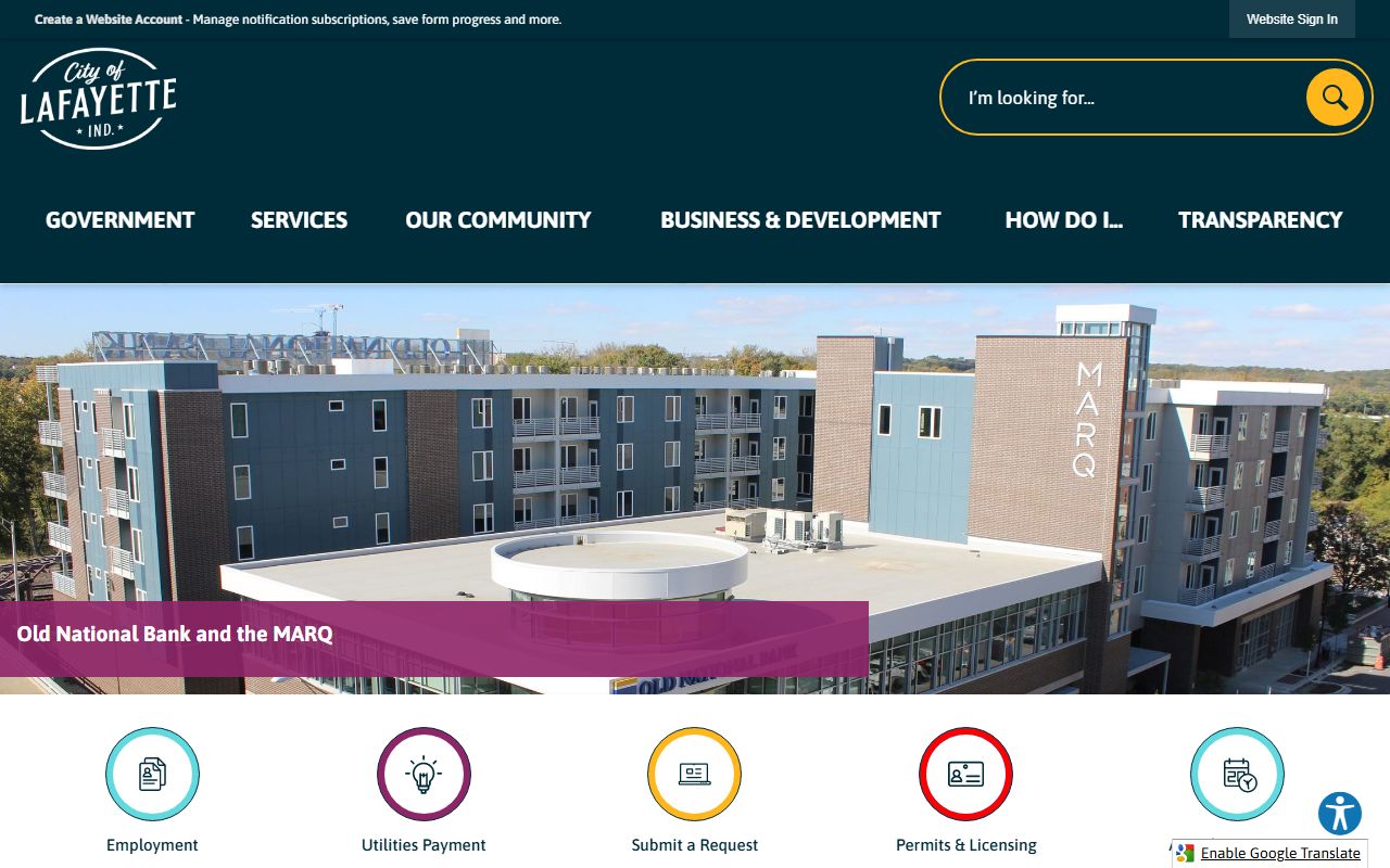 Lafayette Indiana city government website for bankruptcy records information