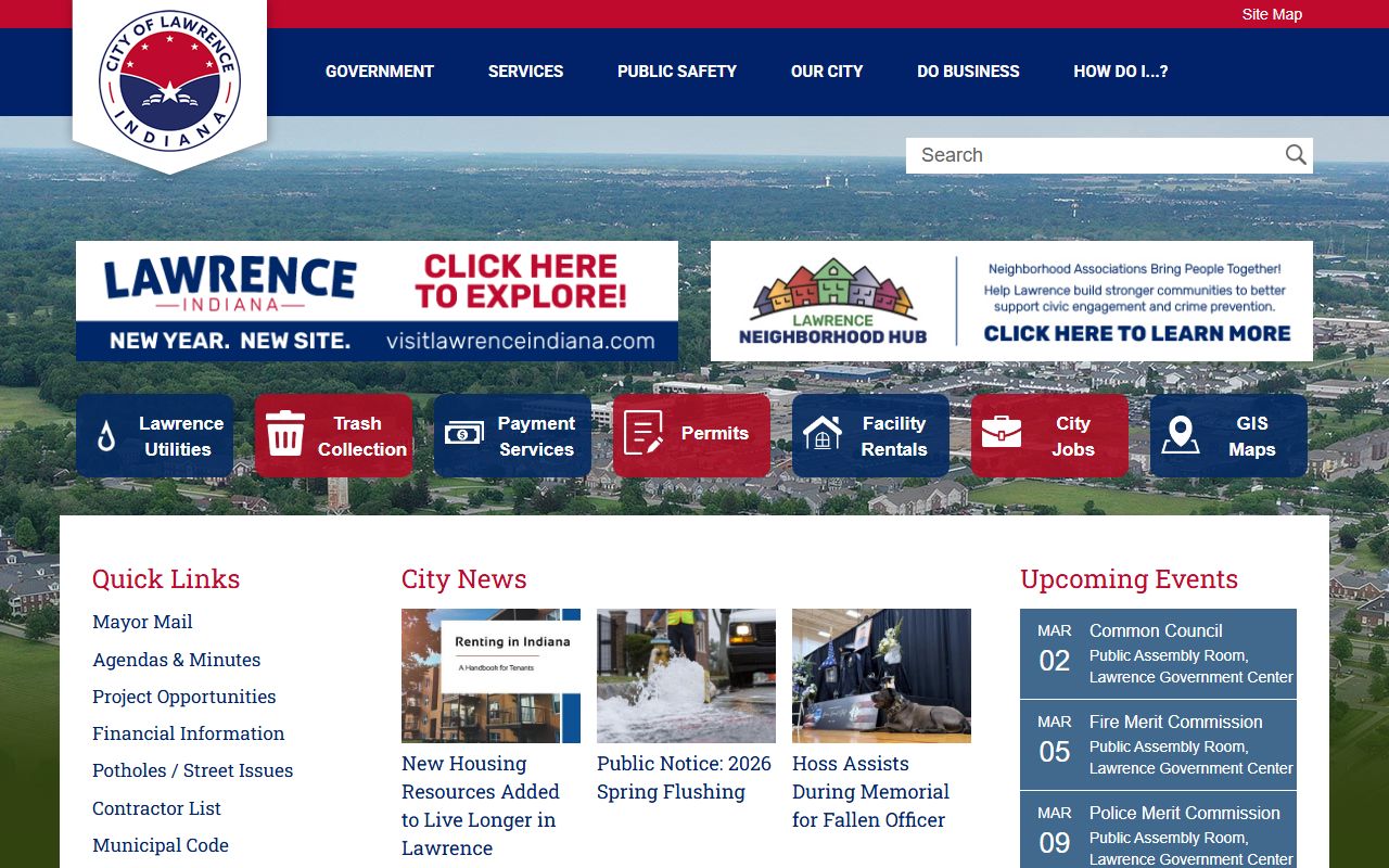 Lawrence Indiana city government website for bankruptcy records information