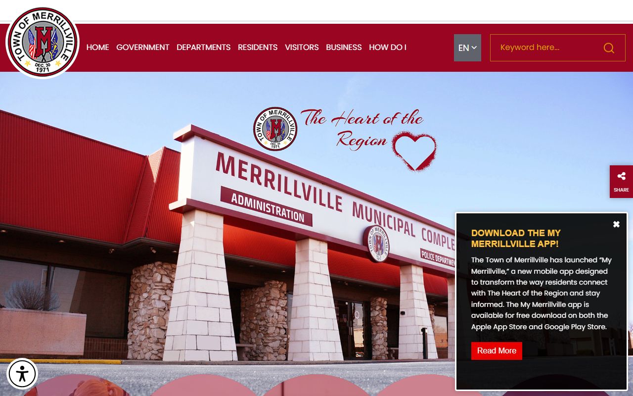 Merrillville Indiana town government website for bankruptcy records information