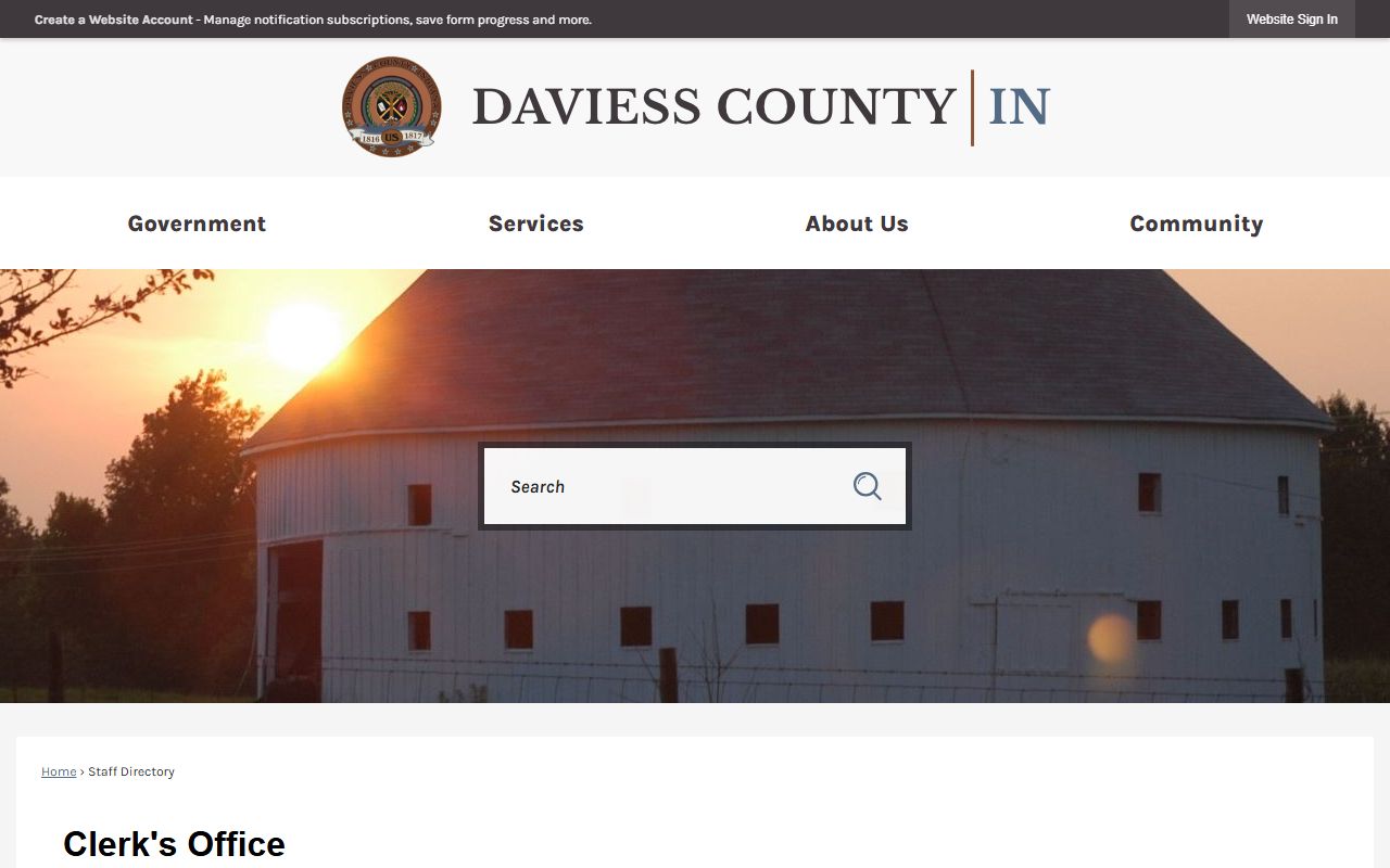 Daviess County website showing directory for bankruptcy records