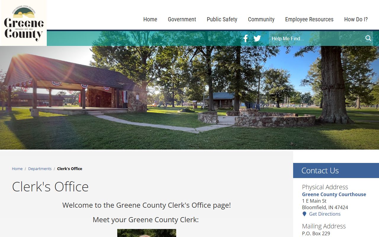 Greene County Indiana government website for court records and bankruptcy information