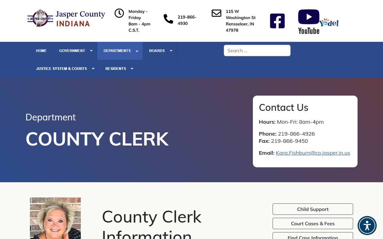 Jasper County government website for local court and bankruptcy records information