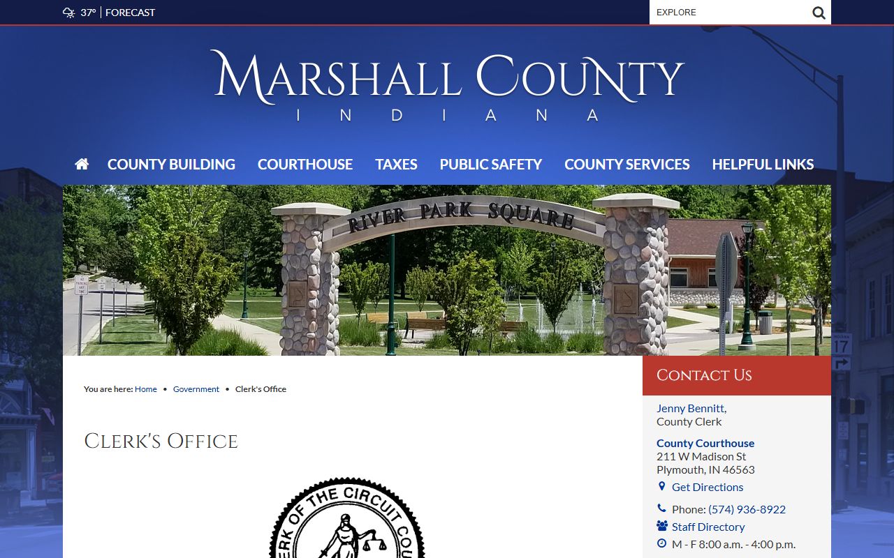 Marshall County government website for bankruptcy records information