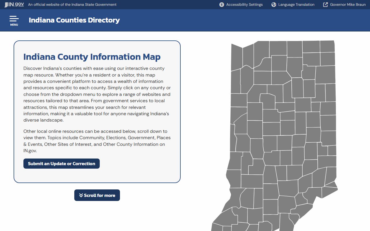 Indiana county portal for finding local government resources