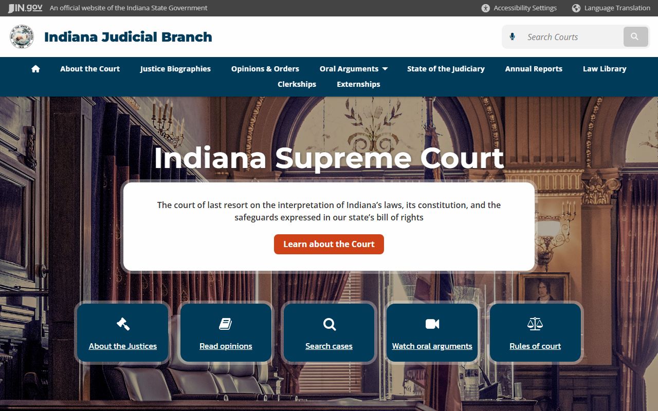 Indiana Supreme Court website for court system information